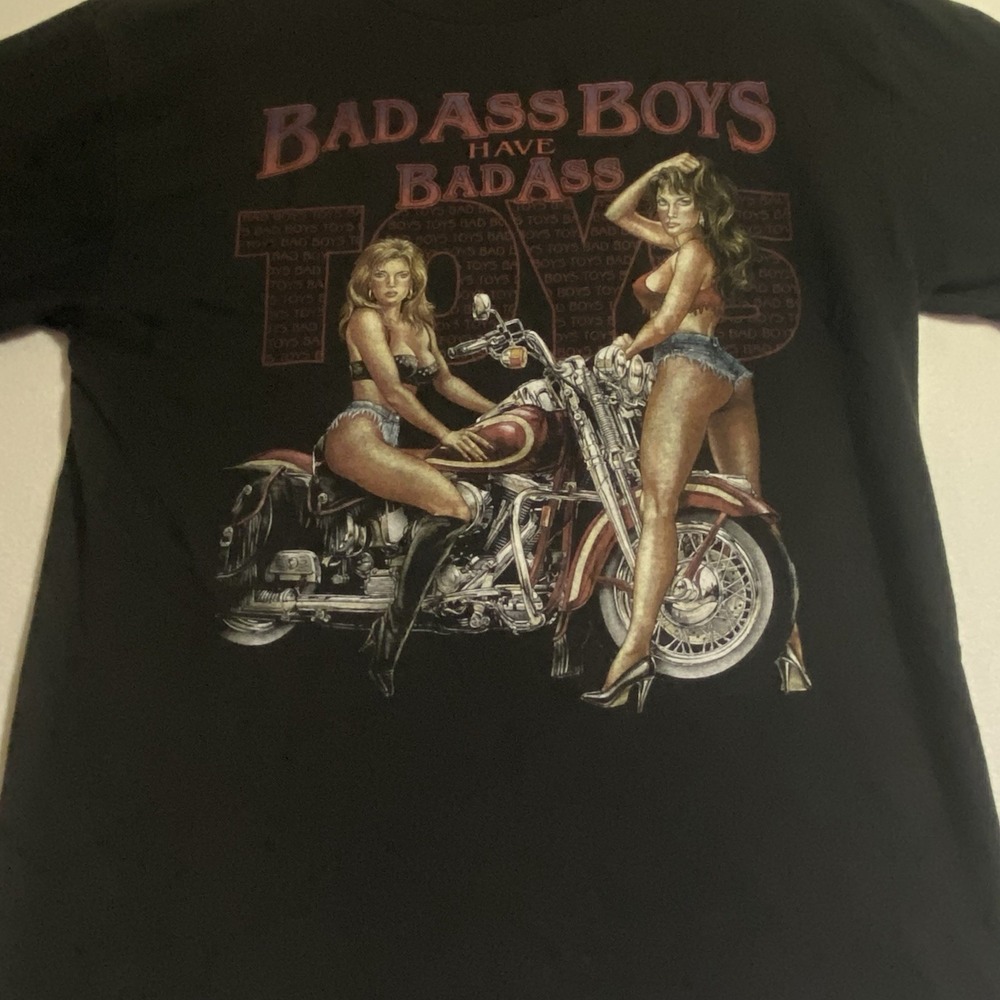 VTG Bad Ass Boys Have Bad Ass Toys Biker Two Wheel Ordeal White Mills KY CMJ L